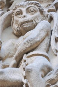 Mono encadenado en la Catedral Nueva de Salamanca