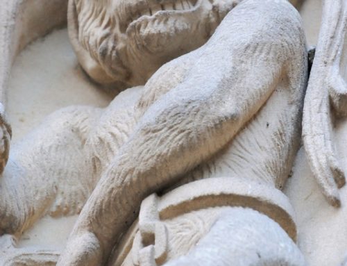 Mono encadenado en la Catedral Nueva de Salamanca.