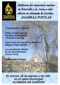 Asamblea Salamanca Antinuclear, Agosto 2017