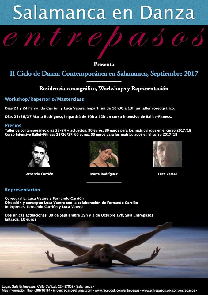 II Ciclo de Danza Contemporánea Salamanca en Danza Entrepasos Septiembre 2017