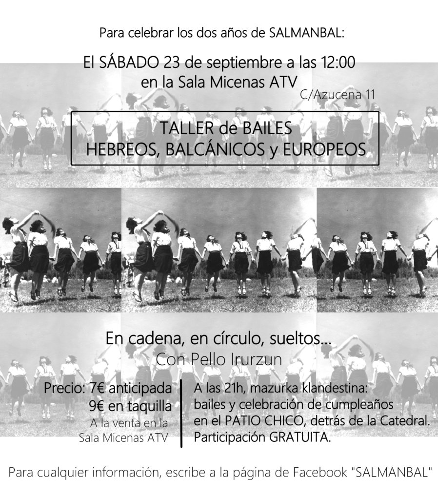 Salmanbal Taller de Bailes Hebreos Balcánicos y Europeos Sala Micenas Adarsa Salamanca Septiembre 2017