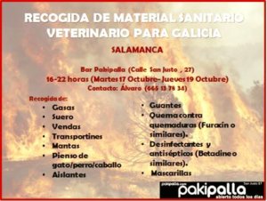 Recogida de Material Sanitario Veterinario para Galicia Pakipalla Salamanca Octubre 2017