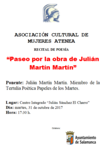 Julián Martín Martín Paseo por la obra de Julián Martín Martín Atenea Salamanca Octubre 2017