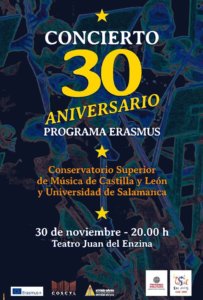 Aula Teatro Juan del Enzina Concierto Programa Erasmus 30 Aniversario Salamanca Noviembre 2017