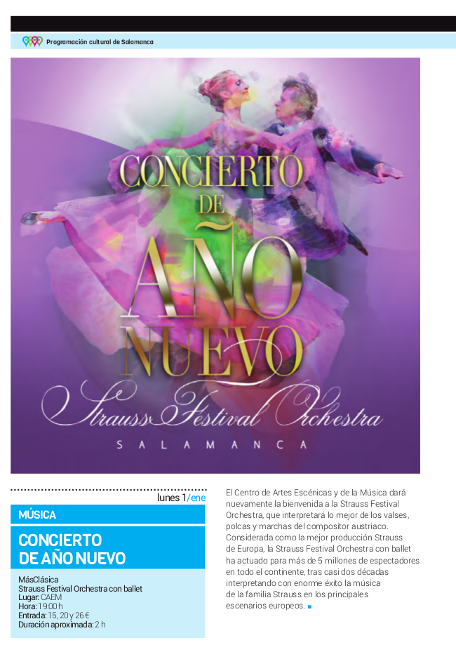 Centro de las Artes Escénicas y de la Música CAEM Concierto de Año Nuevo Salamanca Enero 2018