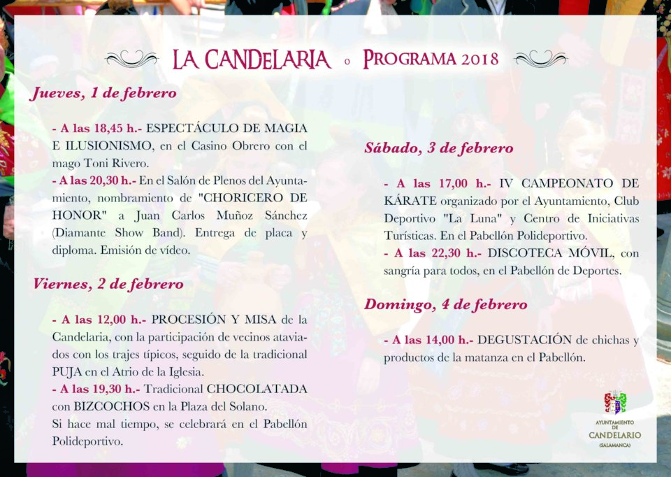 Programa Candelario Fiesta de la Candelaria Febrero 2018