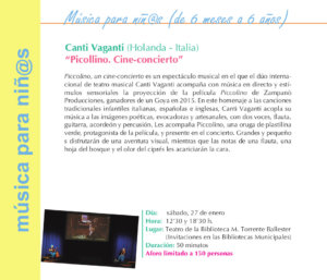 Torrente Ballester Canti Vaganti Picollino. Cine-concierto Salamanca Enero 2018