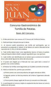 Bases Mercado de San Juan I Concurso Gastronómico de Tortilla de Patatas Salamanca Febrero 2018