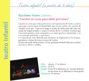 Torrente Ballester Baychimo Teatro Cuentos en verso para niños perversos Salamanca Febrero 2018