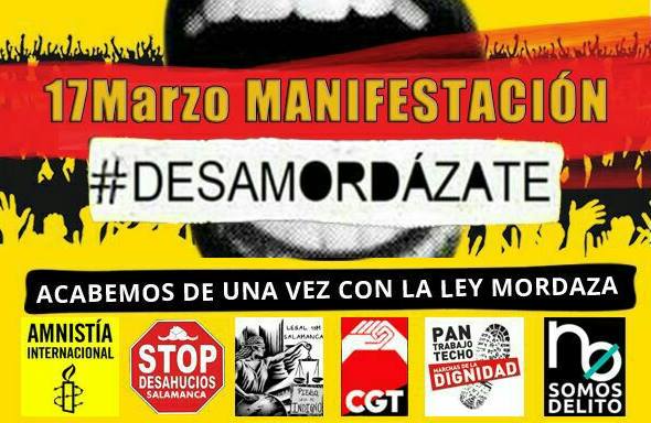 Salamanca Manifestación contra Leyes Mordaza Desamordázate Marzo 2018
