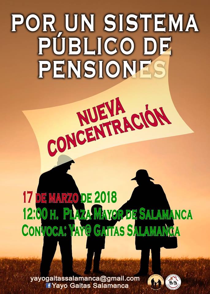 Plaza Mayor Concentración Por un Sistema Público de Pensiones Salamanca Marzo 2018