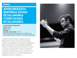 Centro de las Artes Escénicas y de la Música CAEM Joven Orquesta Sinfónica Ciudad de Salamanca y Coro Ciudad de Salamanca Abril 2018