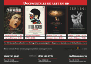 Cines Van Dyck Documentales de Arte Salamanca Octubre noviembre diciembre 2018