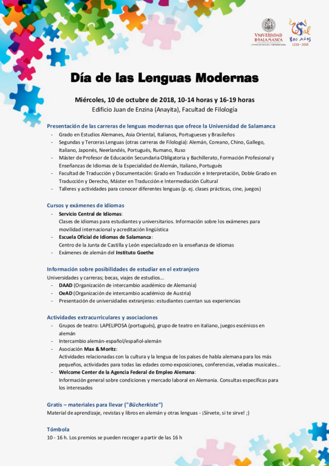 Edificio Juan del Enzina Día de las Lenguas Modernas 2018 Salamanca Octubre
