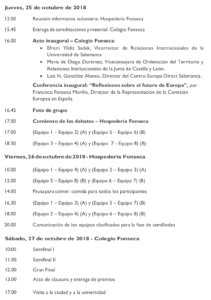 Programa Salamanca I Torneo Internacional de Debate Universitario Centro Europe Direct Octubre 2018
