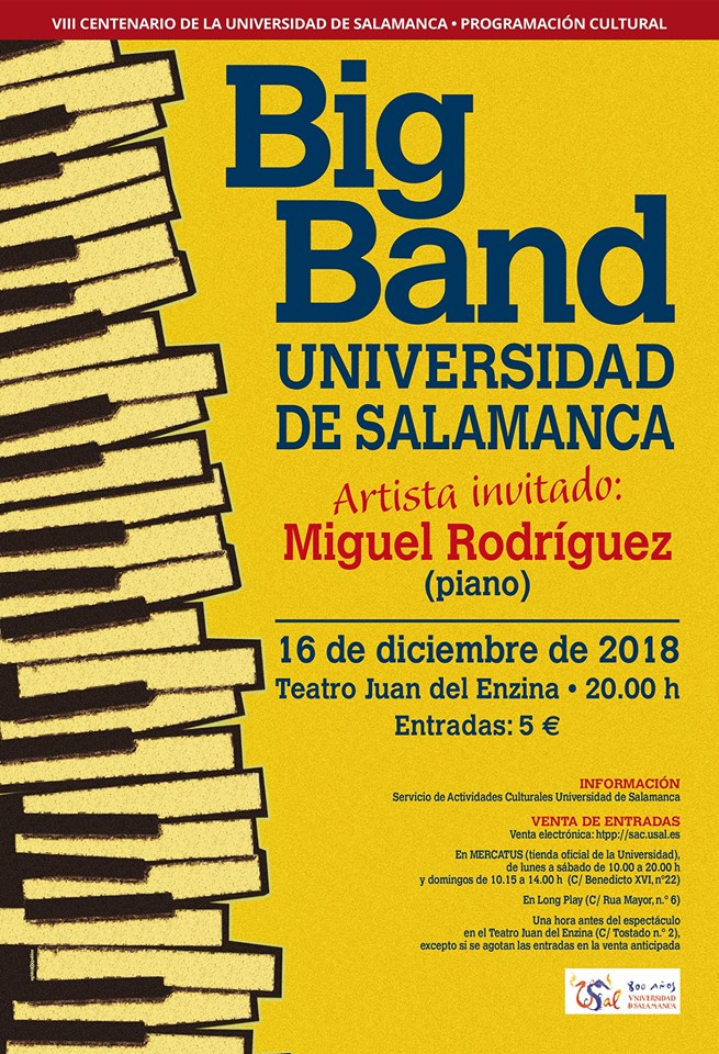 Aula Teatro Juan del Enzina Big Band Universidad de Salamanca Diciembre 2018