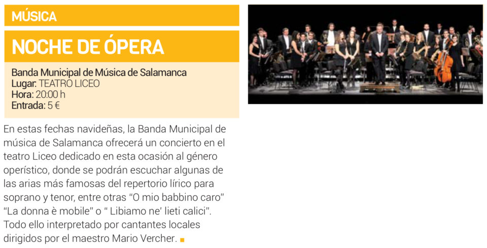 Teatro Liceo Noche de Ópera Salamanca Diciembre 2018