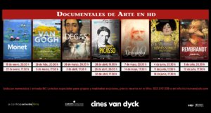 Cines Van Dyck Documentales de Arte Salamanca Enero febrero marzo abril mayo junio julio 2019