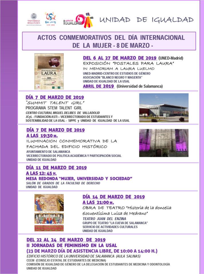 Día Internacional de la Mujer Universidad de Salamanca Marzo 2019