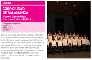 Centro de las Artes Escénicas y de la Música CAEM Coro Ciudad de Salamanca Junio 2019