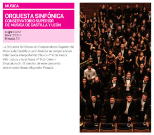 Centro de las Artes Escénicas y de la Música CAEM Orquesta Sinfónica del Conservatorio Superior de Música de Castilla y León Salamanca Junio 2019