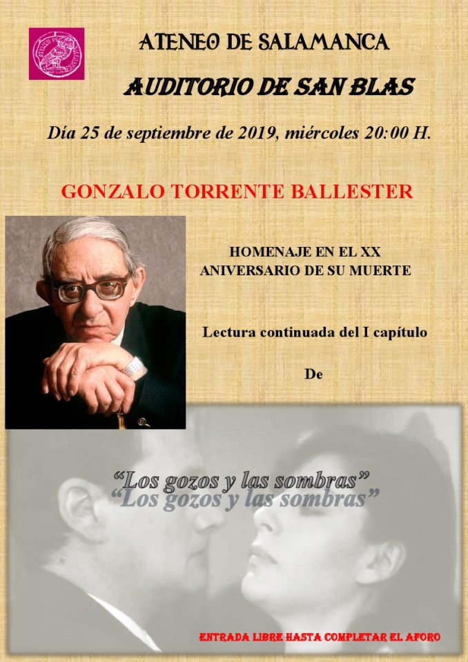 San Blas Homenaje a Gonzalo Torrente Ballester Ateneo de Salamanca Septiembre 2019