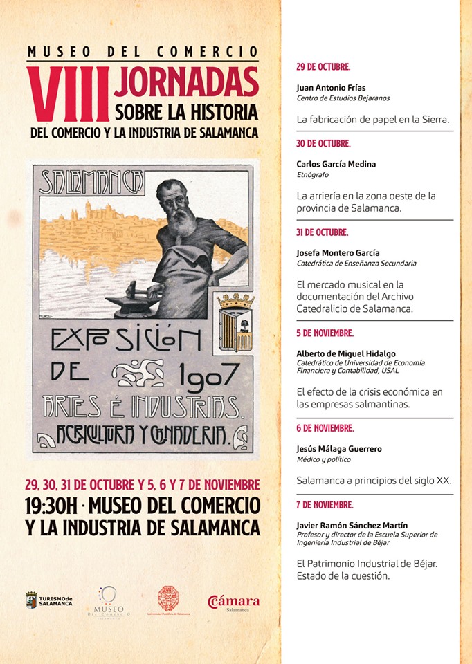 Museo del Comercio y de la Industria VIII Jornadas de Historia del Comercio y la Industria en Salamanca Octubre noviembre 2019