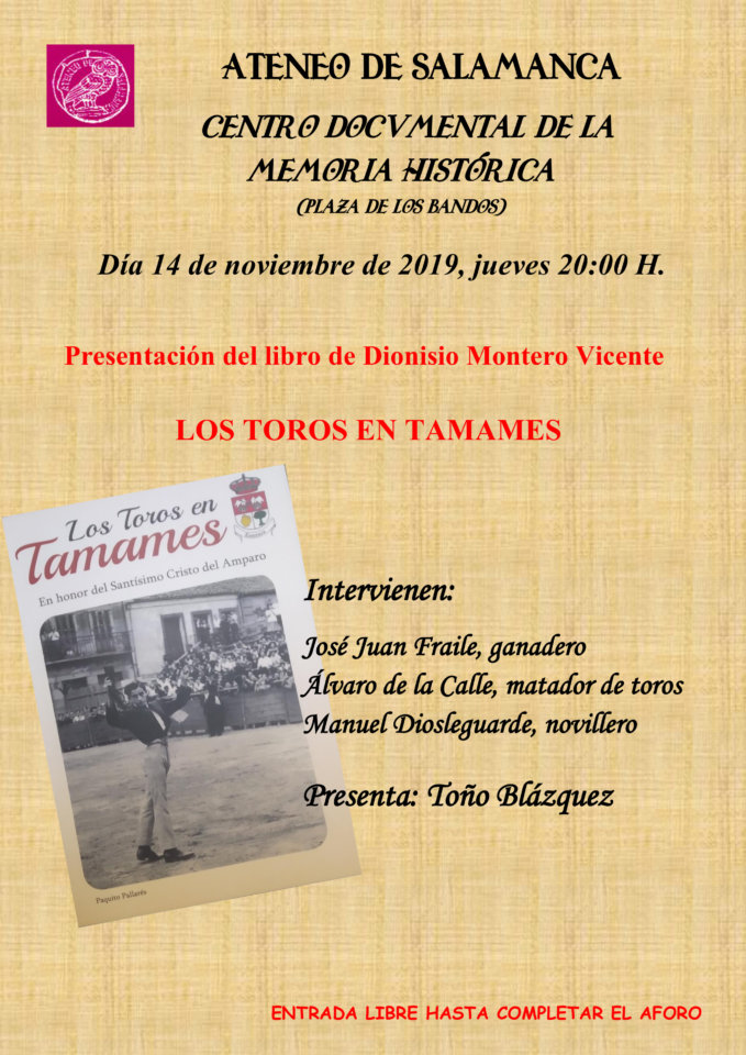 Centro Documental de la Memoria Histórica CDMH Los toros en Tamames Salamanca Noviembre 2019