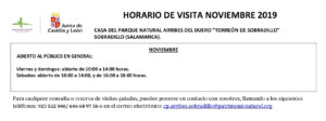 Horarios de noviembre (2019) para el Torreón de Sobradillo