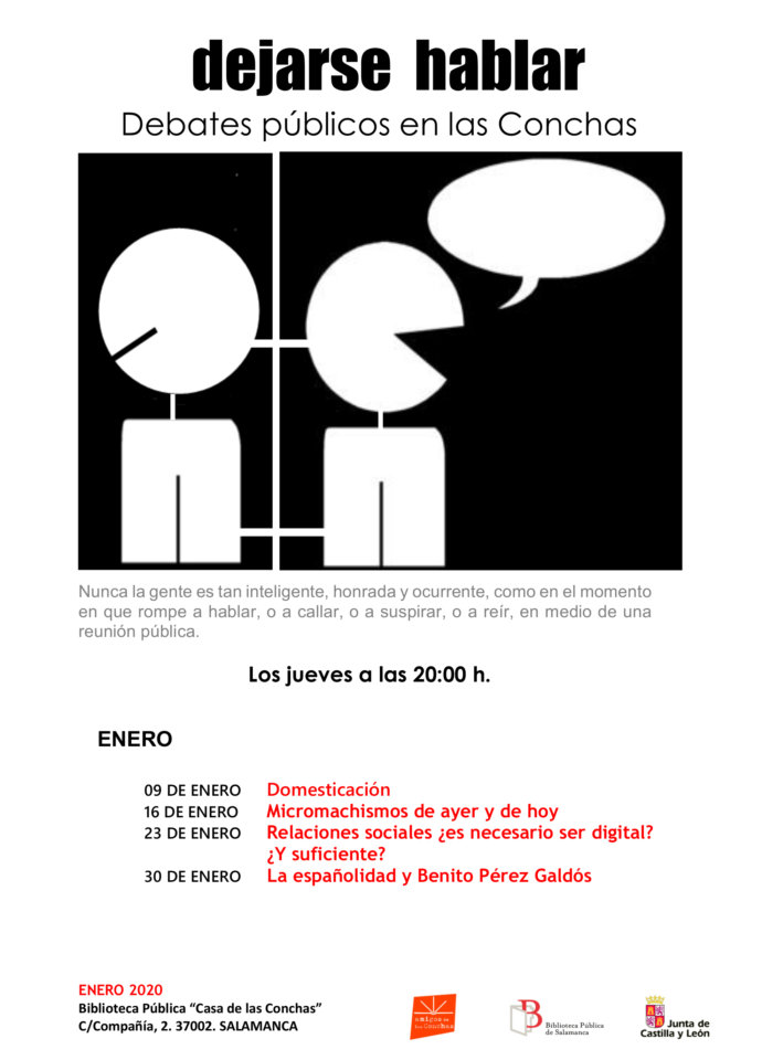 Casa de las Conchas Dejarse hablar Debates públicos en las Conchas Enero 2020 Salamanca