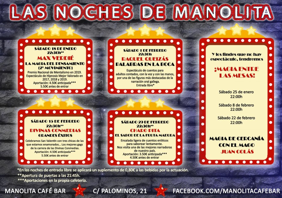 Manolita Café Bar Las noches de Manolita Salamanca Enero febrero 2020