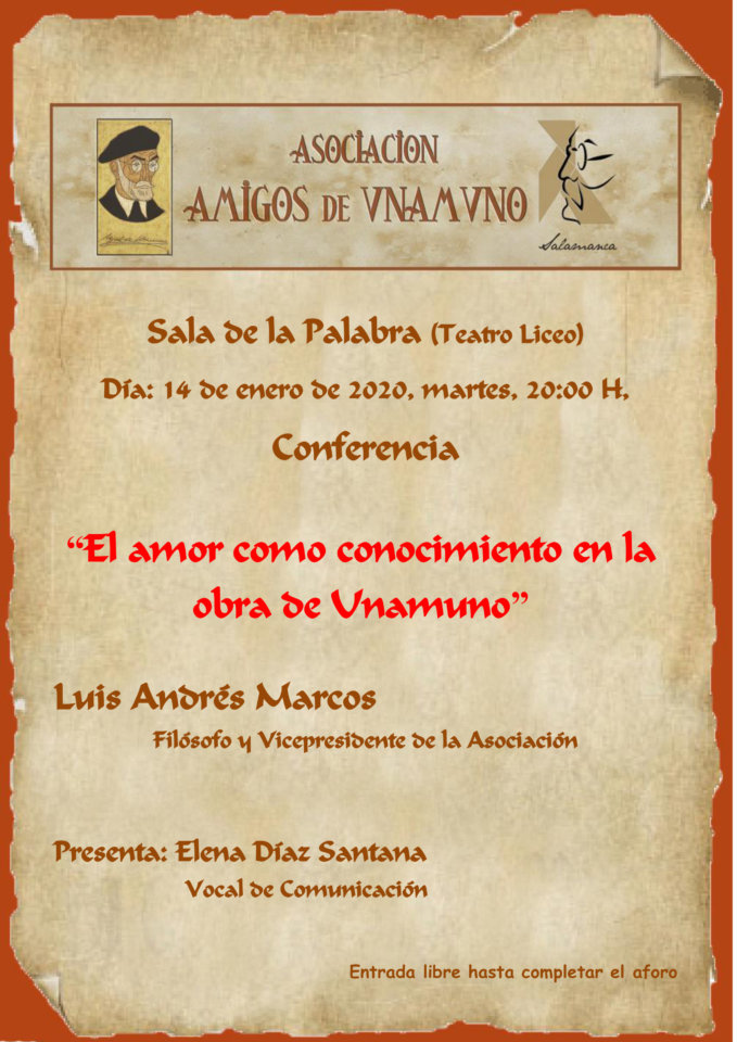 Teatro Liceo El amor como conocimiento en la obra de Unamuno Salamanca Enero 2020