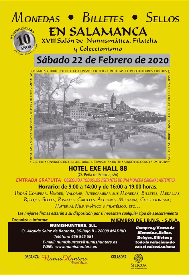 Hall 88 XVIII Salón de Numismática, Filatelia y Coleccionismo Salamanca Febrero 2020