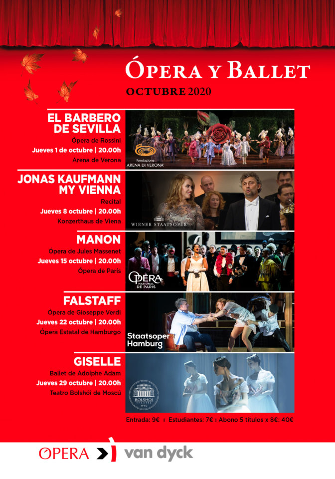 Cines Van Dyck Ópera y Ballet Octubre 2020 Salamanca
