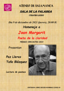 Teatro Liceo Homenaje a Joan Margarit Ateneo de Salamanca Diciembre 2021