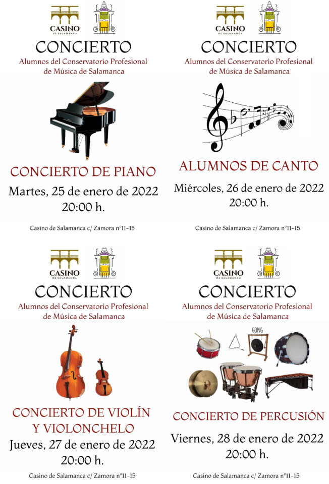 Casino de Salamanca Ciclo de Conciertos de Alumnos del Conservatorio Profesional de Música de Salamanca Enero 2022