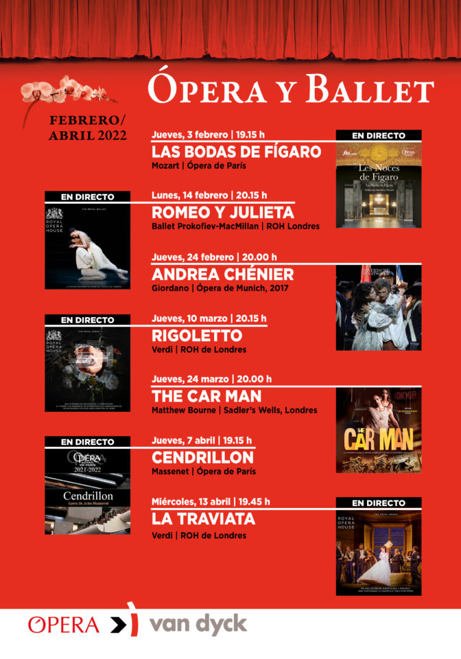 Cines Van Dyck Ópera y Ballet Salamanca Febrero marzo abril 2022