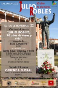 Salamanca a Julio Robles Actos de homenaje 2022 Enero