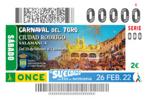 El Carnaval de Ciudad Rodrigo de 2022 imagen del cupón de la ONCE