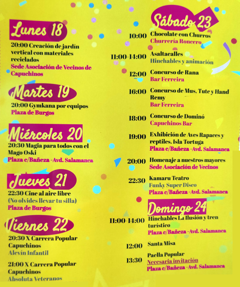 Salamanca Semana Cultural y Fiestas Capuchinos Julio 2022