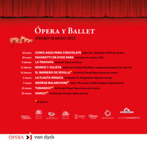 Cines Van Dyck Ópera y Ballet Salamanca Enero febrero marzo 2023