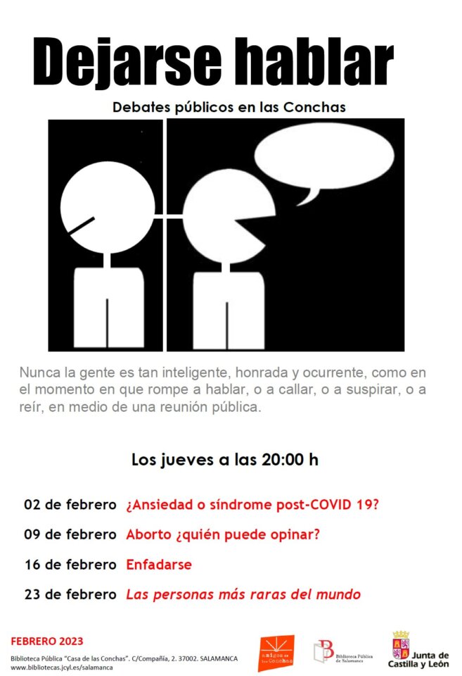 Casa de las Conchas Dejarse hablar: Debates públicos en las Conchas Salamanca Febrero 2023