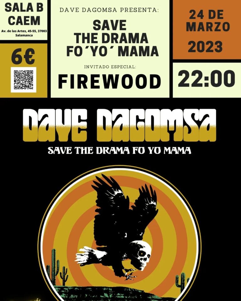 Centro de las Artes Escénicas y de la Música CAEM Dave Dagomsa + Firewood Conciertos Sala B Salamanca Marzo 2023