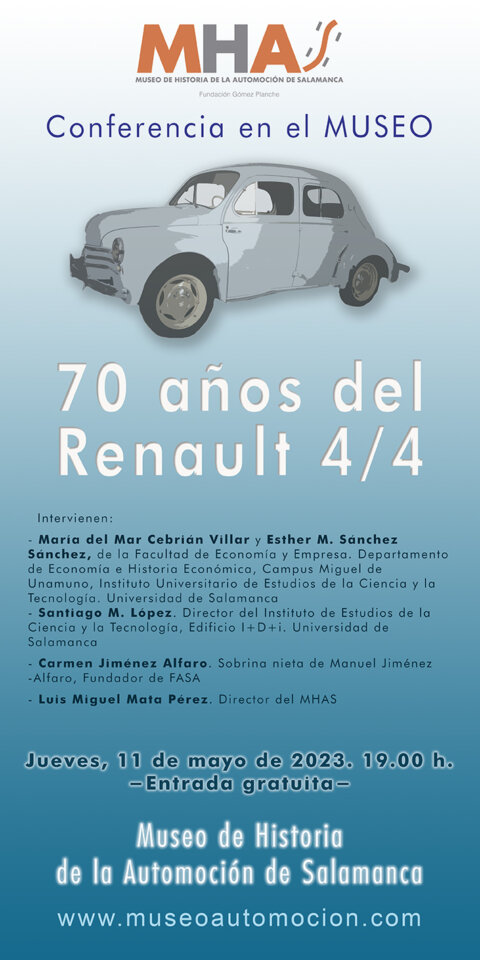 Museo de Historia de la Automoción de Salamanca MHAS 70 aniversario del Renault 4/4 Mayo 2023