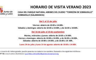 Horarios de julio, agosto y septiembre de 2023 para el Torreón de Sobradillo