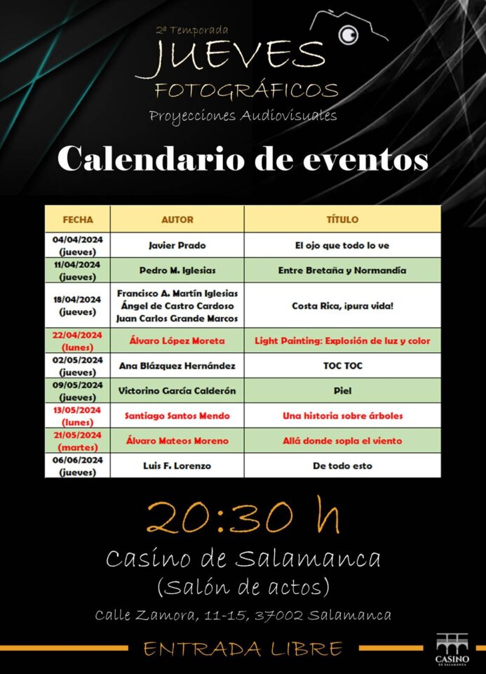 Casino de Salamanca II Temporada Jueves Fotográficos 2024