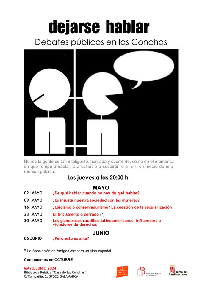 Casa de las Conchas Dejarse hablar: Debates públicos en las Conchas Salamanca Mayo junio 2024