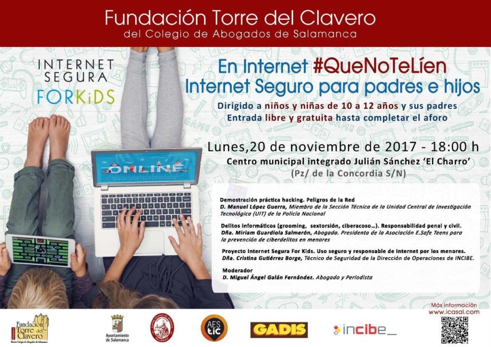 Julián Sánchez El Charro En Internet #QueNoTeLíen Internet Seguro para padres e hijos Salamanca Noviembre 2017