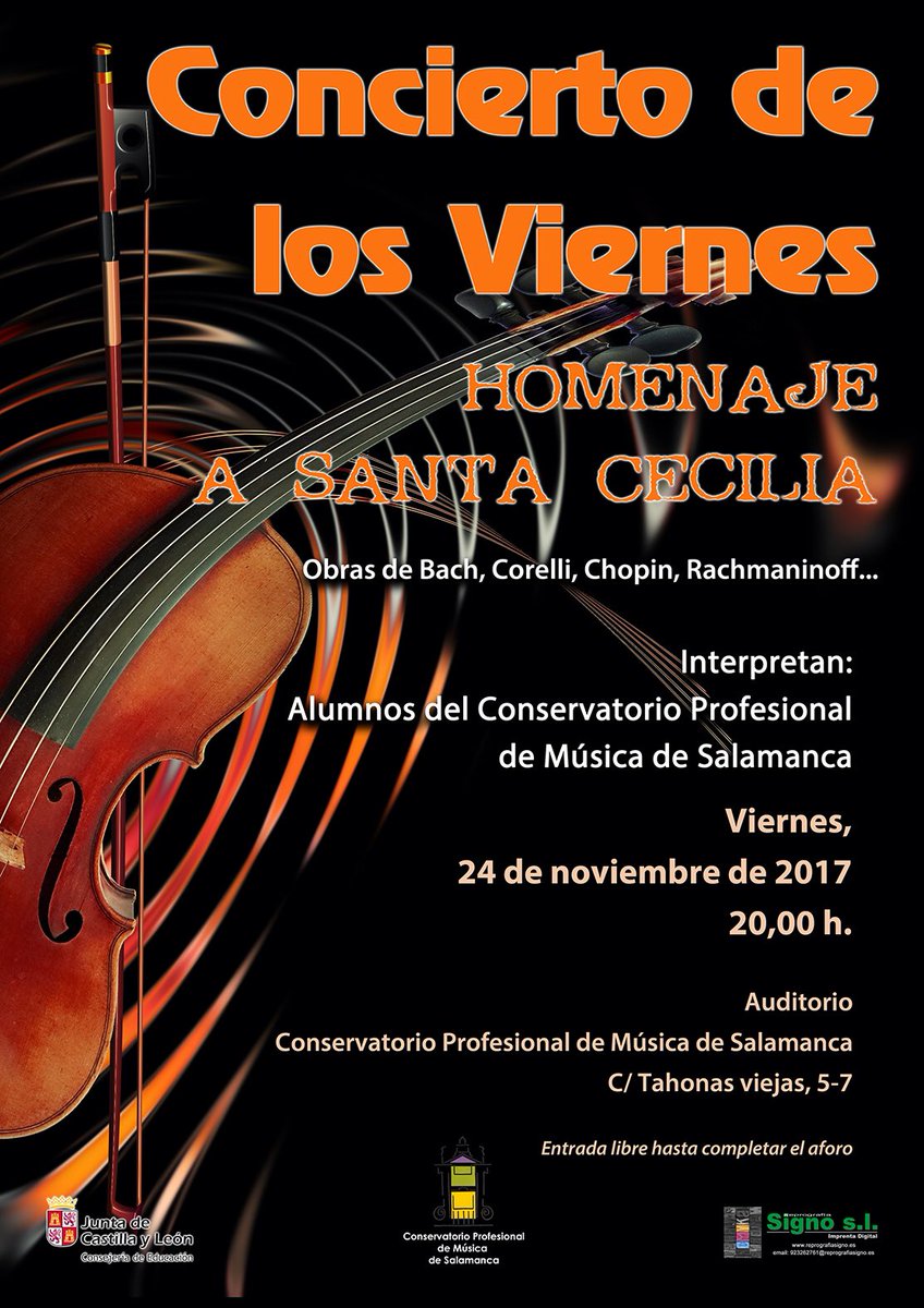 Conservatorio Profesional de Música de Salamanca Homenaje a Santa Cecilia Noviembre 2017