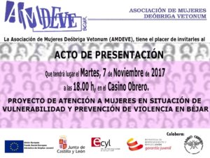 AMDEVE presentará su Proyecto para la prevención de violencia de género y atención a mujeres en situación de vulnerabilidad en Béjar